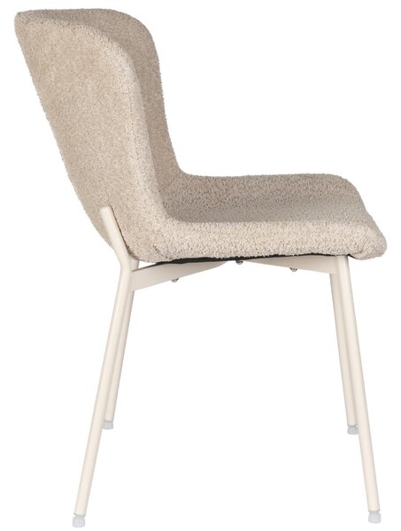 White Label Bílá bouclé jídelní židle WLL MARION