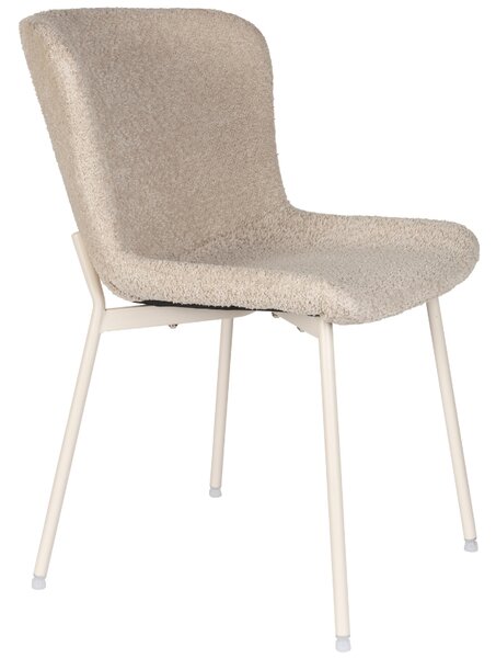White Label Bílá bouclé jídelní židle WLL MARION
