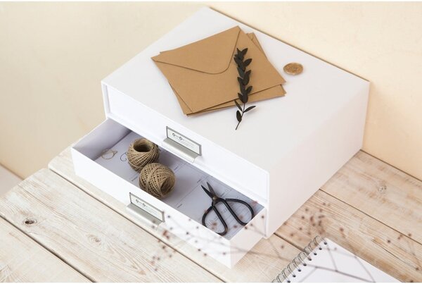 Bílý 2patrový šuplík na dokumenty Bigso Box of Sweden Birger, 33 x 22,5 cm