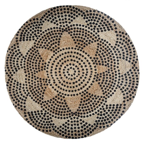 Atmosphera Jutový koberec, kulatý, Ø 120 cm, geometrický vzor, béžový