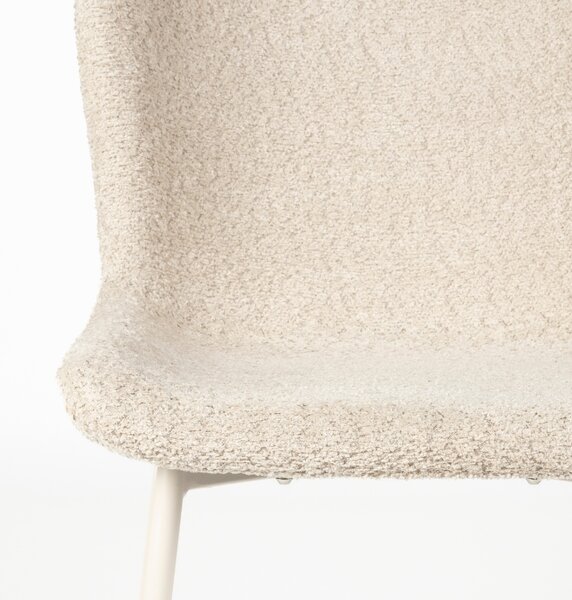 White Label Bílá bouclé jídelní židle WLL MARION