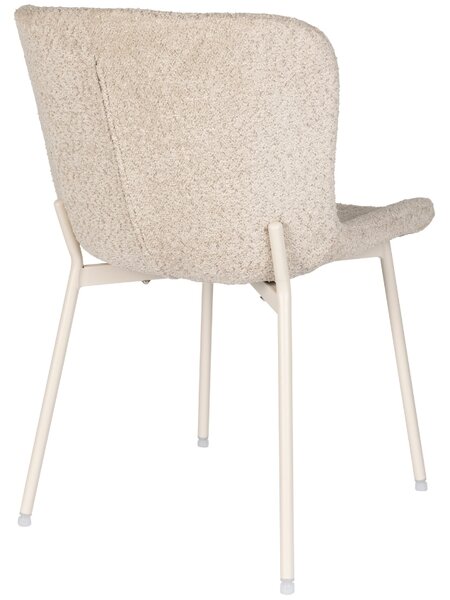 White Label Bílá bouclé jídelní židle WLL MARION