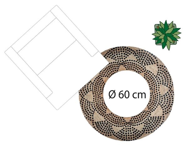 Atmosphera Jutový koberec, kulatý, Ø 120 cm, geometrický vzor, béžový