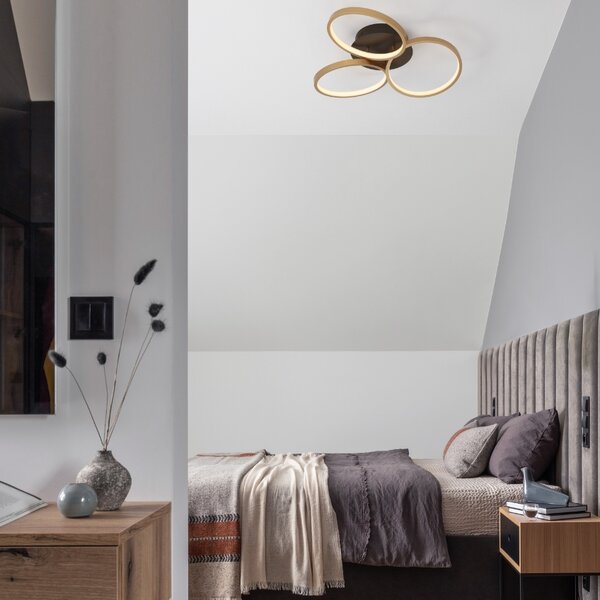 Černo-zlaté kovové stropní LED světlo Nova Luce Elize 55 cm