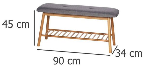 Lavička na boty s polštářem Bahari, bambus