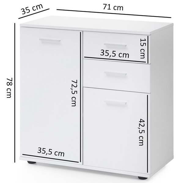 Komoda SVENJA s dvířky a zásuvkami 71x78x35,5cm Skříňka