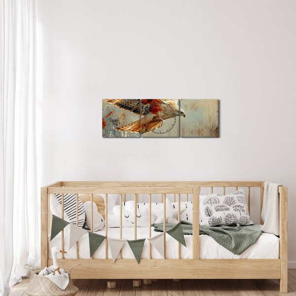 Obraz - Dravý pták (s hodinami) (90x30 cm)