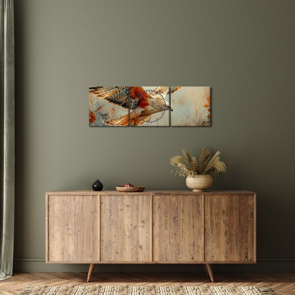 Obraz - Dravý pták (s hodinami) (90x30 cm)