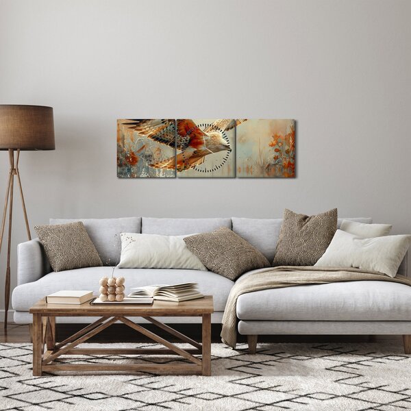Obraz - Dravý pták (s hodinami) (90x30 cm)