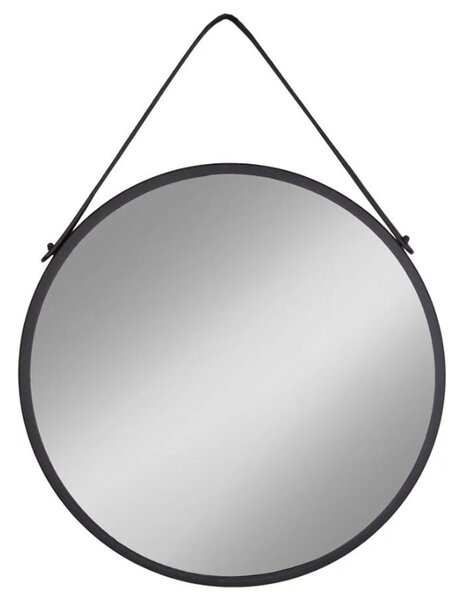 Nordic Living Černé závěsné kulaté zrcadlo Chantal 60 cm