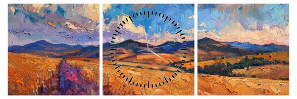 Obraz - Olejomalba krajiny (s hodinami) (90x30 cm)