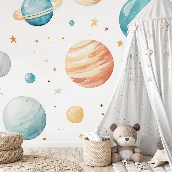 Fototapeta - Barevné planetky (245x170 cm)