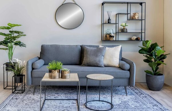 Nordic Living Černé závěsné kulaté zrcadlo Chantal 60 cm