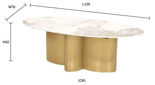 LivinHill Konferenční stolek Modig 130 cm zlatý/mramor