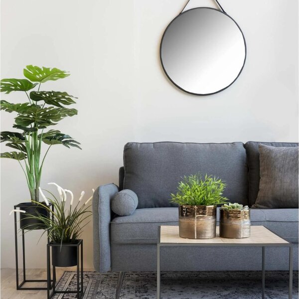 Nordic Living Černé závěsné kulaté zrcadlo Chantal 60 cm