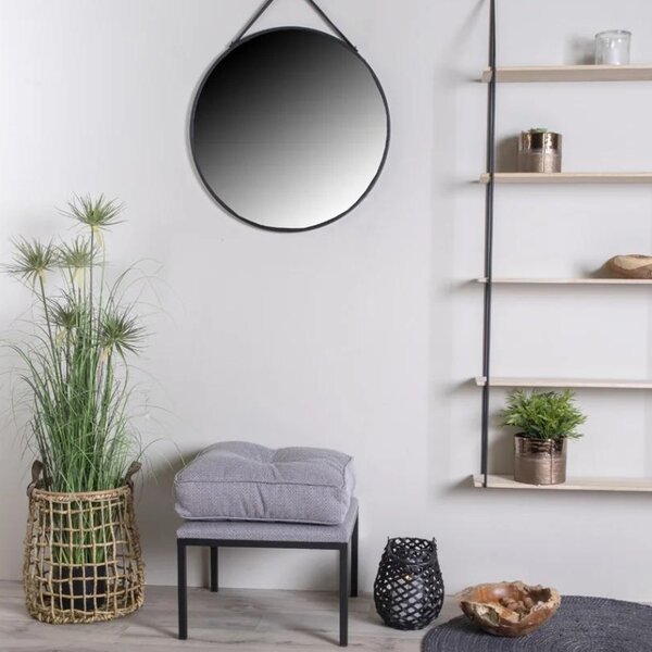 Nordic Living Černé závěsné kulaté zrcadlo Chantal 60 cm