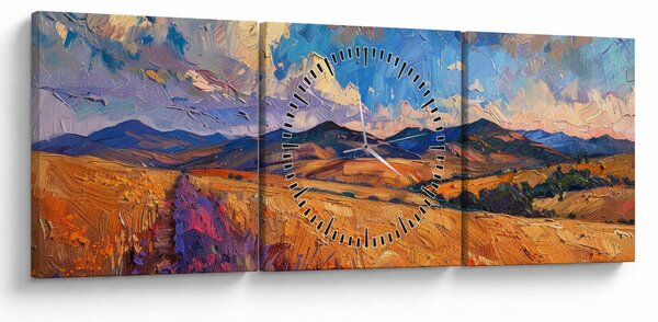 Obraz - Olejomalba krajiny (s hodinami) (90x30 cm)