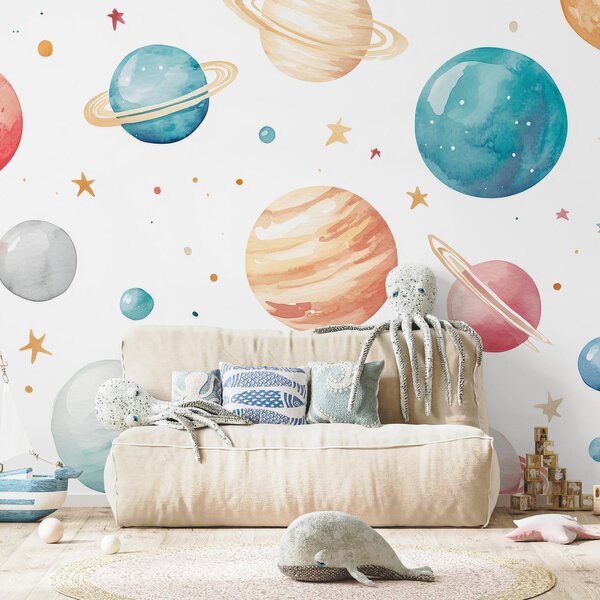 Fototapeta - Barevné planetky (245x170 cm)