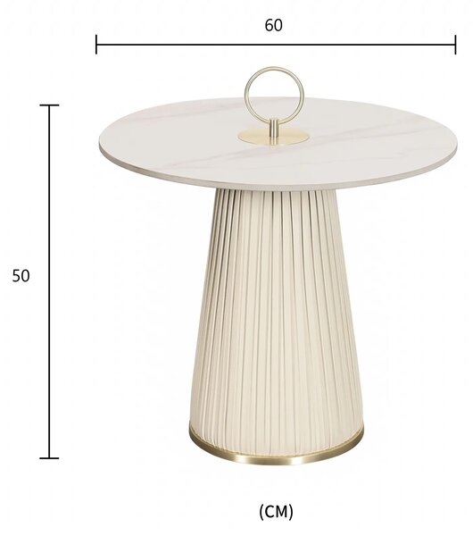 LivinHill Konferenční stolek Modig 60 cm eko kůže ecru/mramor