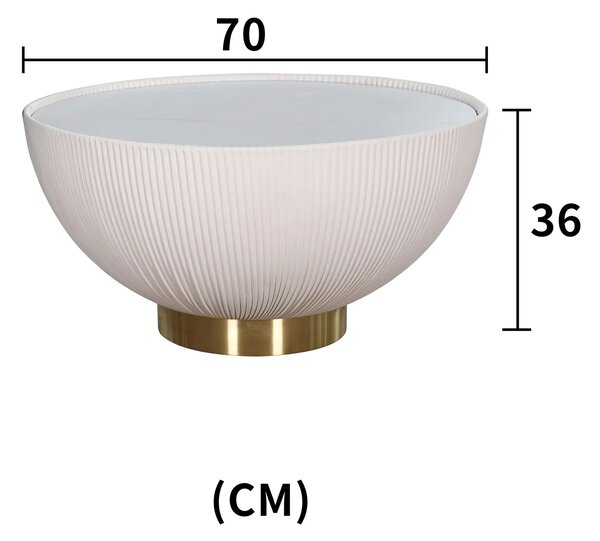 LivinHill Konferenční stolek Modig 70 cm eko kůže zlatý/ecru