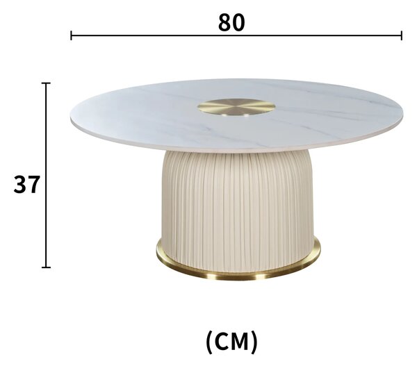LivinHill Konferenční stolek Modig M 80 cm eko kůže ecru/mramor