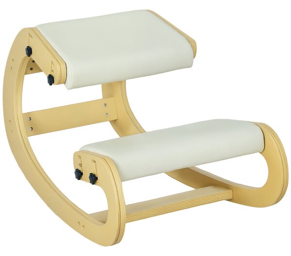 HOMCOM Klekací Židle, Ergonomická Houpací Dřevěná Klekací Židle, Nastavitelná Klekací Stolička pro Domácí Kancelář, Zlepšení Držení Těla, Bolesti Zad