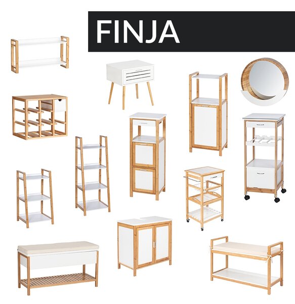 Konferenční stolek FINJA, bambus, kulatý, bílý, Wenko