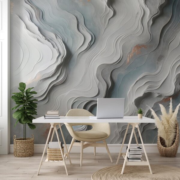 Fototapeta - Stěna s 3D vlnkami (245x170 cm)