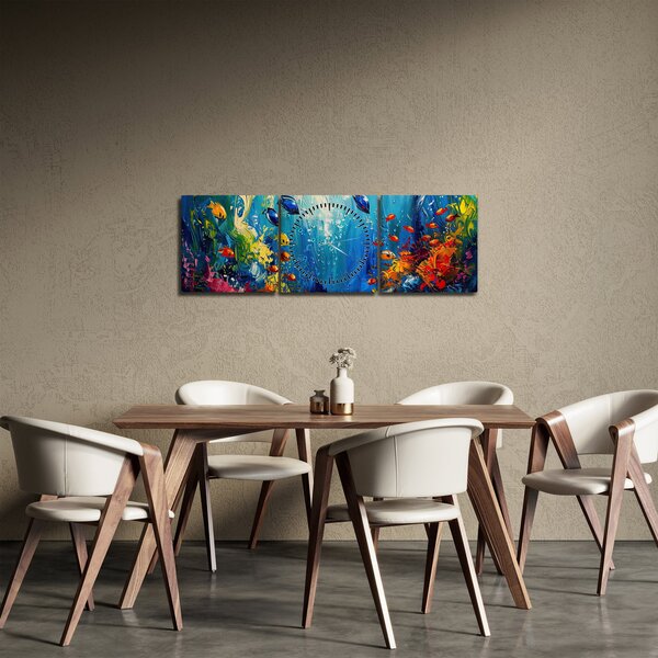 Obraz - Malba podmořského světa (s hodinami) (90x30 cm)