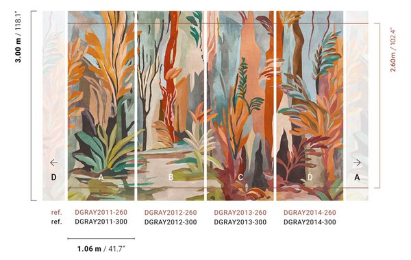 Luxusní obrazová tapeta, oranžová, modrá, Les, krajina, DGRAY2011-260, Ray, Masureel