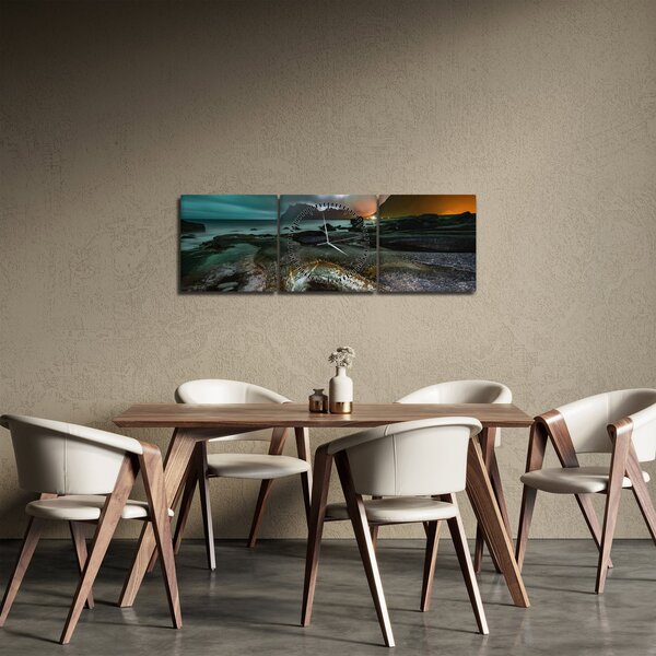 Obraz - Noční scéna (s hodinami) (90x30 cm)