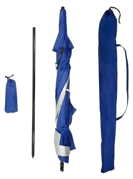 Slunečník na pláž SOLARO s UV filtrem 210x200 cm, modrý