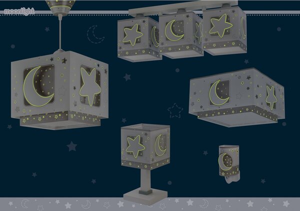 Dalber 63231E MOONLIGHT grey - Dětská stolní lampička v šedé barvě + Dárek LED žárovka (Stolní lampička pro děti )