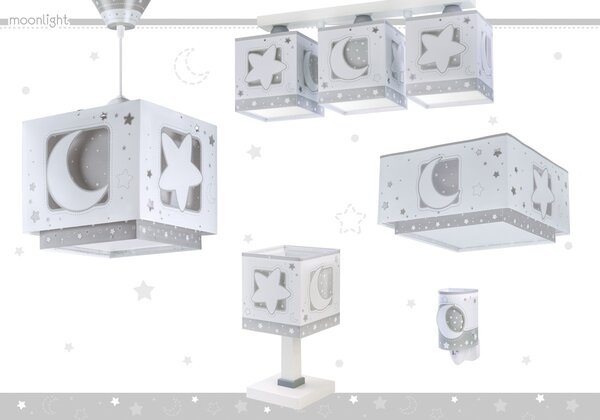 Dalber 63231E MOONLIGHT grey - Dětská stolní lampička v šedé barvě + Dárek LED žárovka (Stolní lampička pro děti )