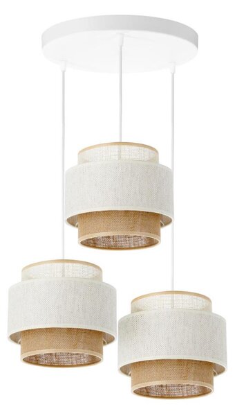 Lustr na lanku BOHO 3xE27/60W/230V bílá/juta