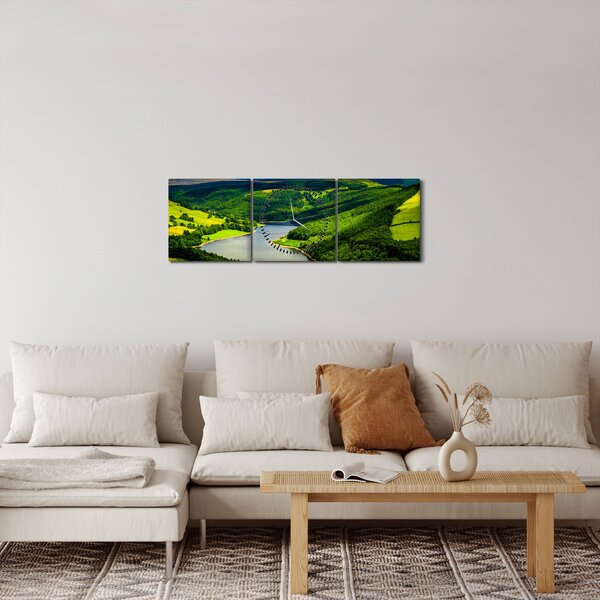 Obraz - Zelená krajina (s hodinami) (90x30 cm)