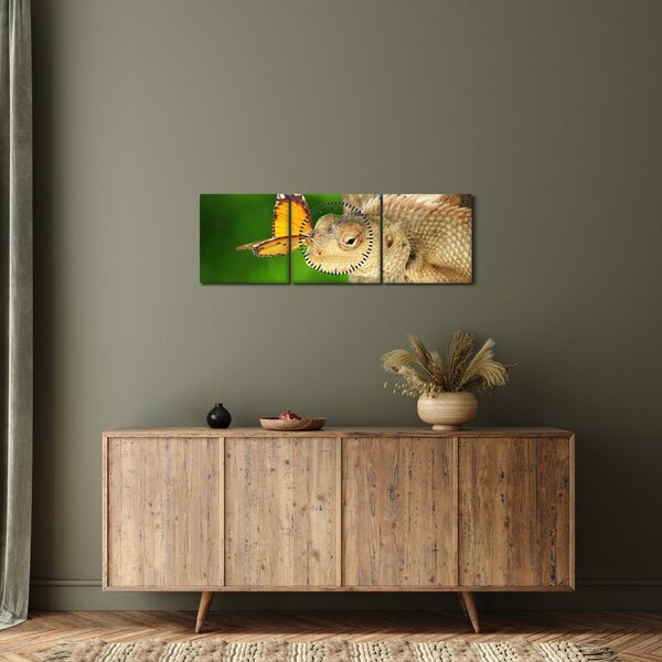 Obraz - Ještěr (s hodinami) (90x30 cm)