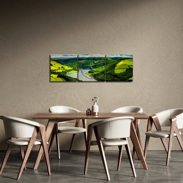 Obraz - Zelená krajina (s hodinami) (90x30 cm)