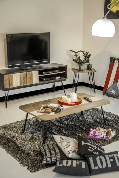 LivinHill TV stolek Adesso 150 cm z masivu černý/hnědý