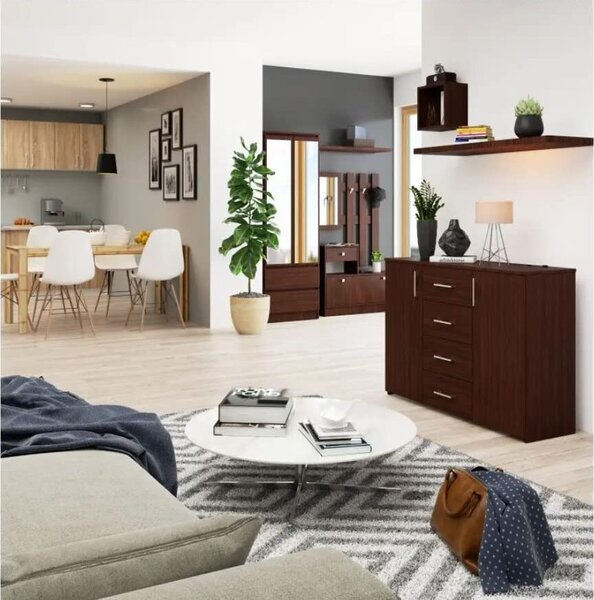 Komoda se 4 zásuvkami a 2 dvířky, 110x80x35, obývací pokoj, Venga