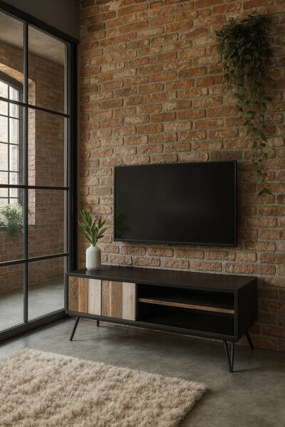 LivinHill TV stolek Adesso 150 cm z masivu černý/hnědý