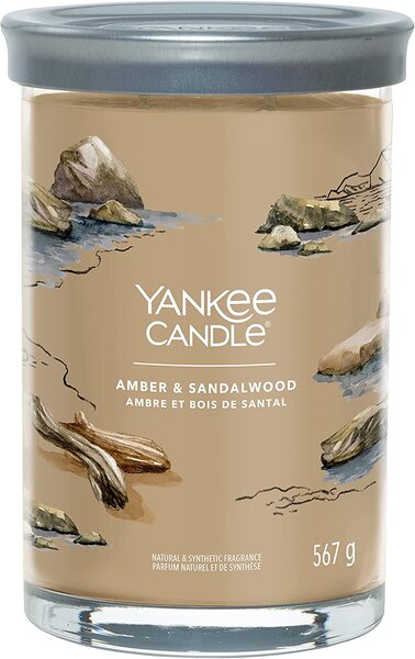 Yankee Candle vonná svíčka Signature Tumbler ve skle velká Amber & Sandalwood 567g
