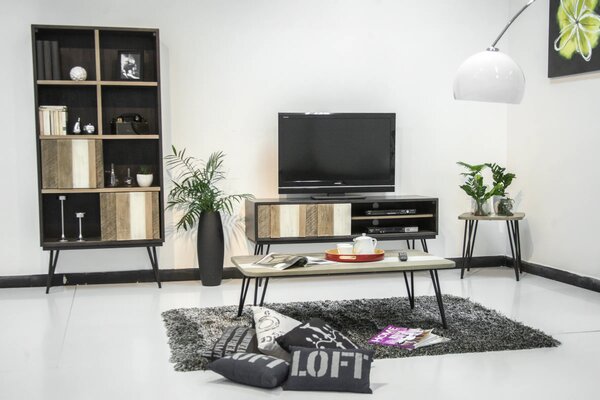 LivinHill TV stolek Adesso 150 cm z masivu černý/hnědý