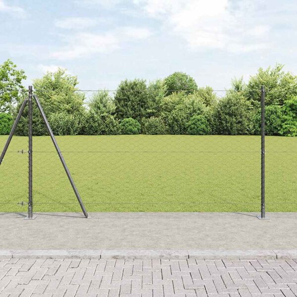 Hexagonální plot s betonovým základem 25 x 1,2 m Šedá Síťovina 3353664