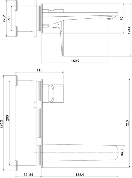 Cersanit Larga umyvadlová baterie pod omítku chrom S951-386