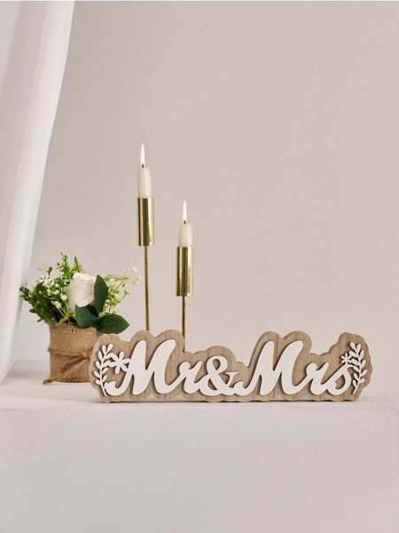 Sinsay - Svatební dekorace s nápisem Mr & Mrs - béžová