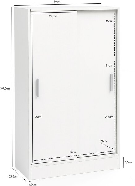 Kartotéka WL5.817 Dřevo 60 x 107,5 x 28,5 cm Bílá |