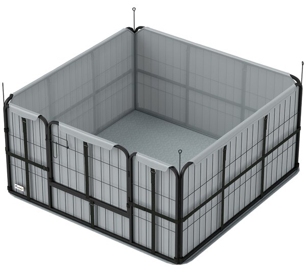 PawHut Cvičební Box pro Štěňata, Box se Zámkem, Oxford 600D Tkanina, Pratelná Podložka, Ohrádka pro Psy, Ocel, 122 x 122 x 60 cm, Černá | Aosom