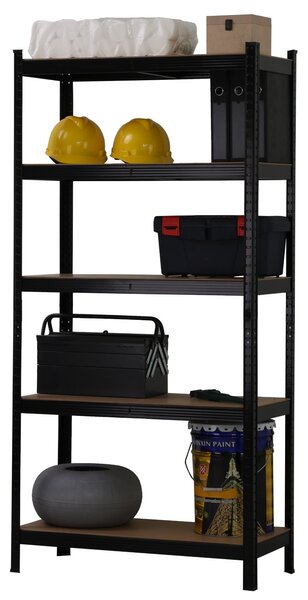 Kovový regál BestBerg BBMS-10B / 90 x 180 x 40 cm / 5 polic / černá/hnědá