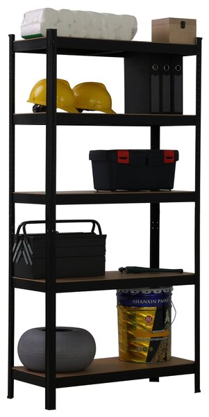 Kovový regál BestBerg BBMS-10B / 90 x 180 x 40 cm / 5 polic / černá/hnědá